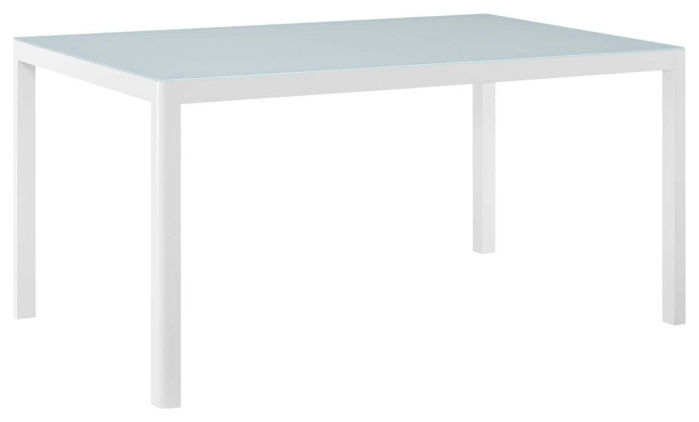 Raleigh 59" Outdoor Patio Aluminum Dining Table - White