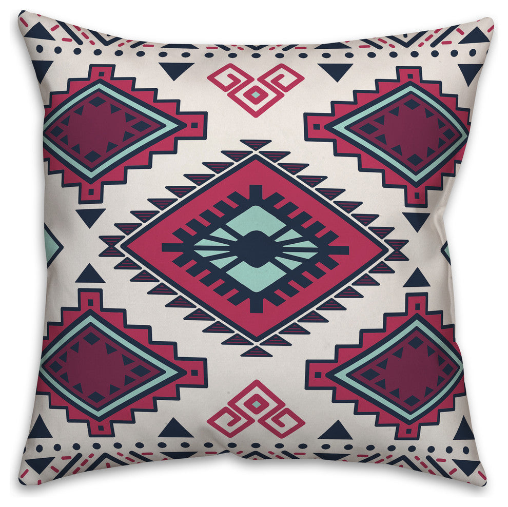 Burgundy and Navy Tribal Pattern Throw Pillow