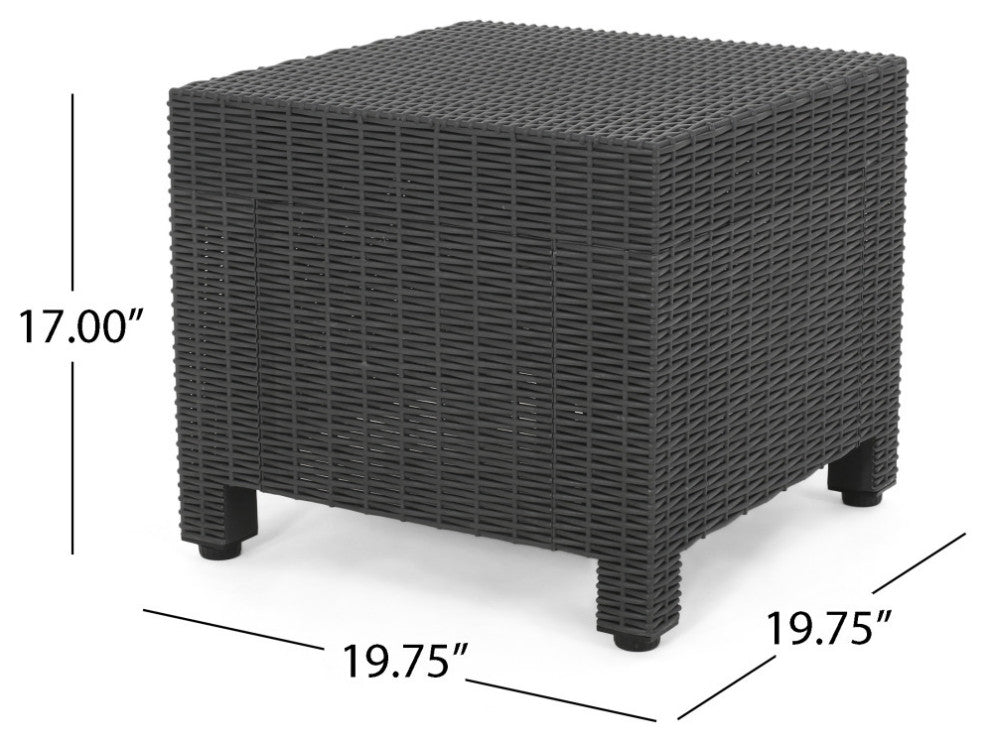 Dottie Outdoor Wicker Print  2 Seater Chat Set With Ottomans, Dark Gray/Gray