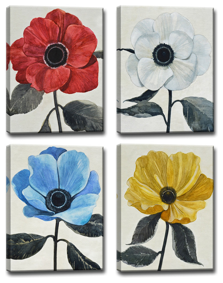 Ready2HangArt 'Graceful Poppy"-IV' by Normanyatt Jr. 4-PC Set 30"
