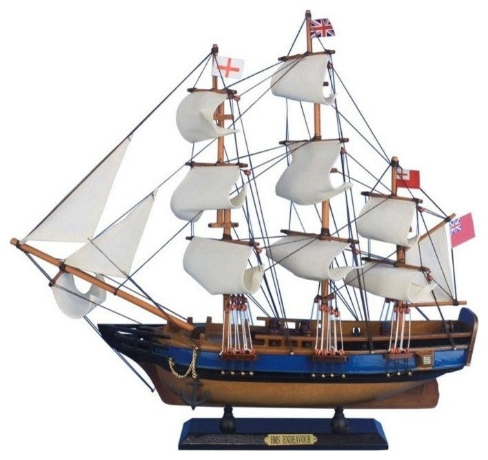 Wooden HMS Endeavour Tall Model Ship, 20"