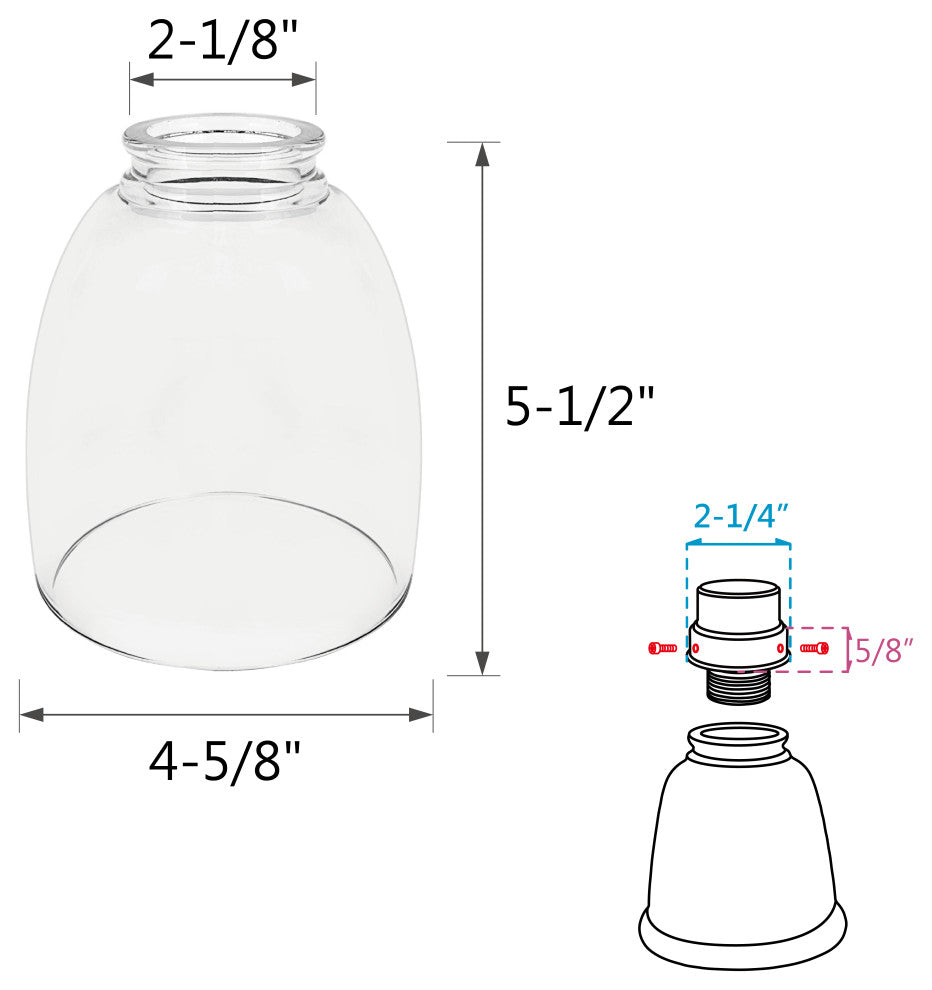 Aspen Creative 23073-4 Clear Replacement Glass Shade, 4 Pack