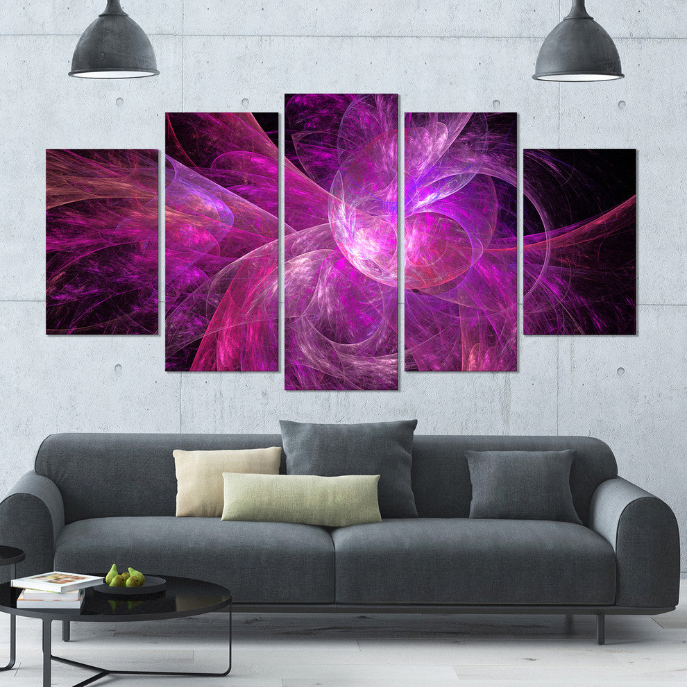 Purple Fractal Abstract Illustration, Abstract Canvas Print, 60"x32", 5 Panels