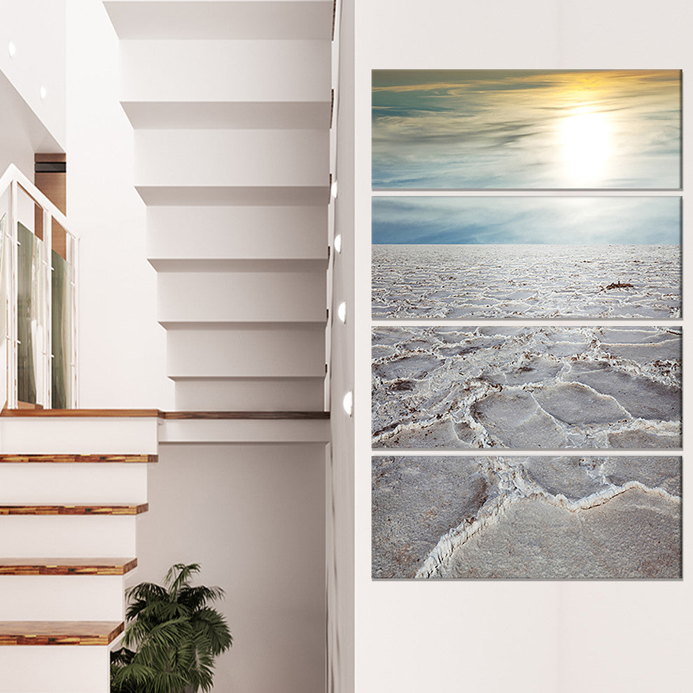 Death Valley under Sunlight, Landscape Wall Art on Canvas, 28"x48", 4 Panels