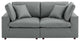 Commix Down Filled Overstuffed Vegan Leather Loveseat - Gray