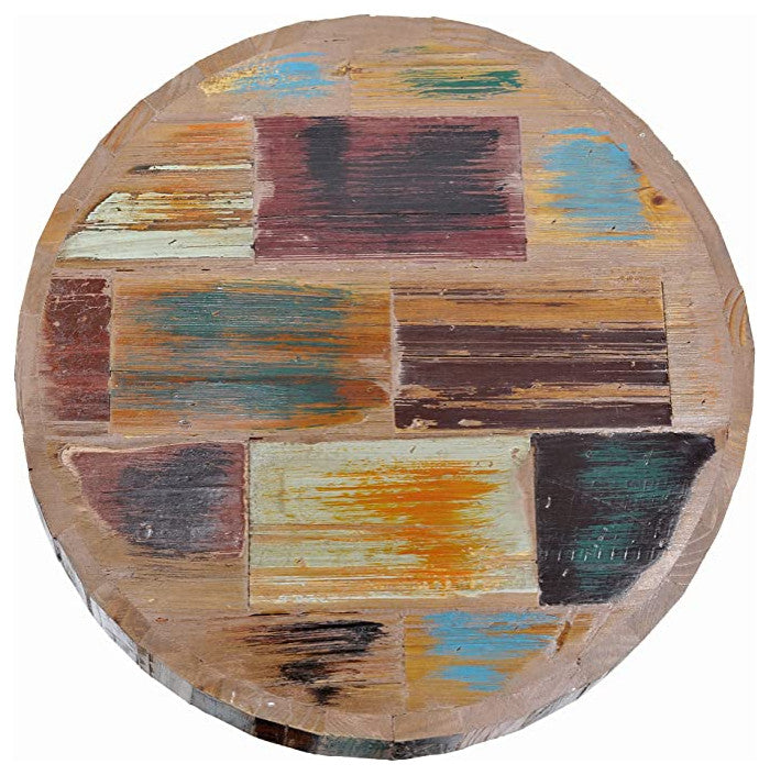 Reclaimed Wood End Table, Multi, 16" X 16" X 22"