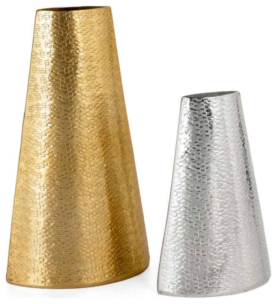 Galen Metal Table Vase, Small Silver