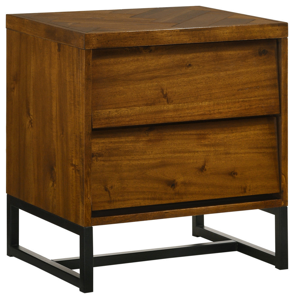Reed Night Stand, Brown Antique Coffee Wood Finish