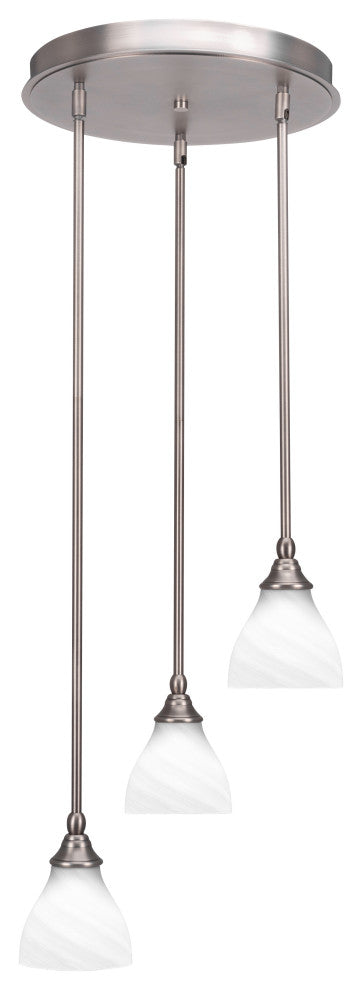Empire 3-Light Cluster Pendalier, Brushed Nickel/White Marble