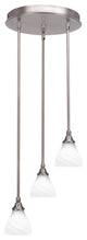 Empire 3-Light Cluster Pendalier, Brushed Nickel/White Marble