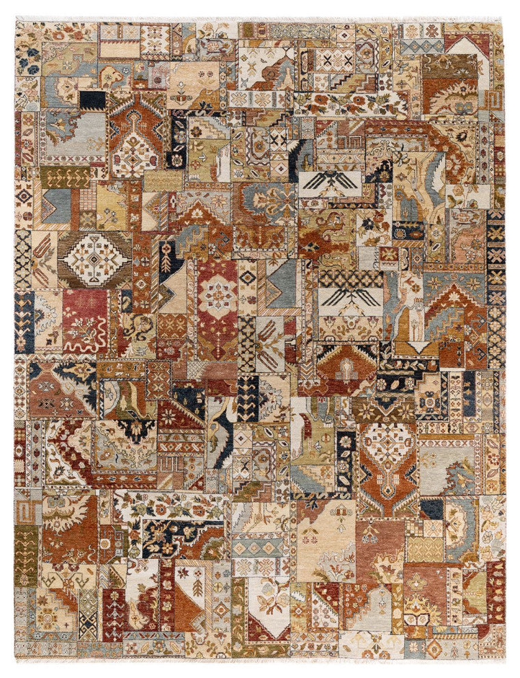Patchwork, One-of-a-Kind Hand-Knotted Area Rug - Multicolor, 9' 3" x 11' 10"