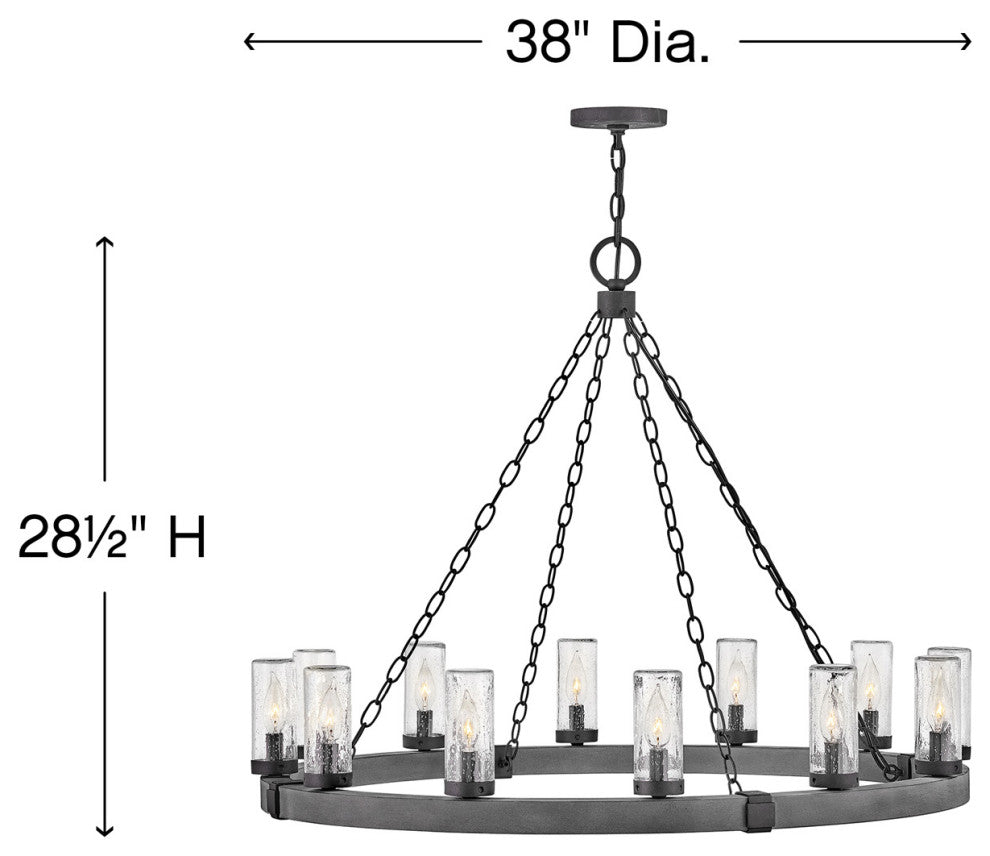 Hinkley Lighting 29207 Sawyer 12 Light 38"W Open Air Outdoor Ring - Aged Zinc