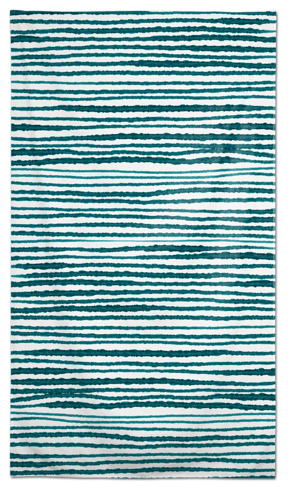 Rough Watercolor Stripes Teal 2 58 x 102 Outdoor Tablecloth