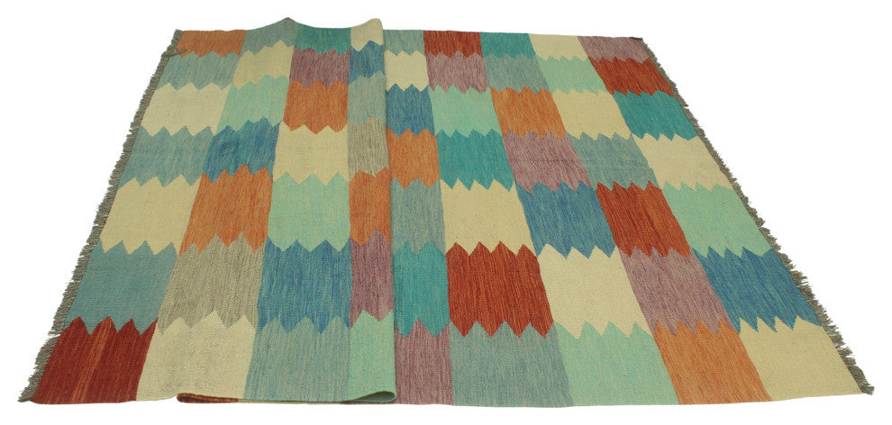 Winchester Kilim Sabur Rust/Green Rug, 6'9x9'10