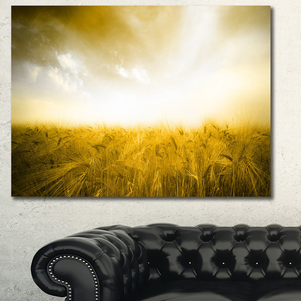 Yellow Meadow under Bright Sun, Large landscape Canvas Art Print, 60x40