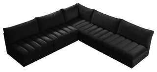 Jacob Velvet Upholstered 5-Piece L-Shaped Modular Sectional, Black