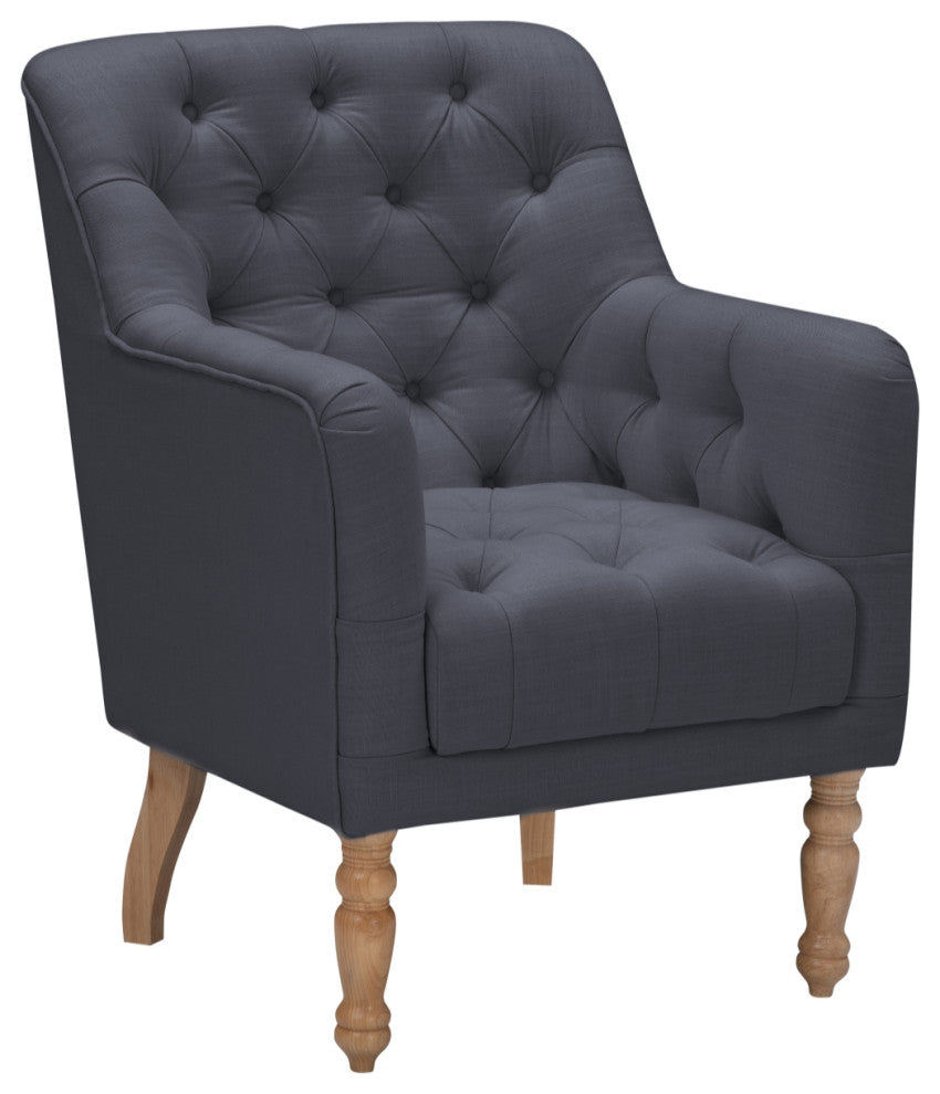 Rustic Manor Aadya Accent Chair Upholstered, Linen, Dark Gray