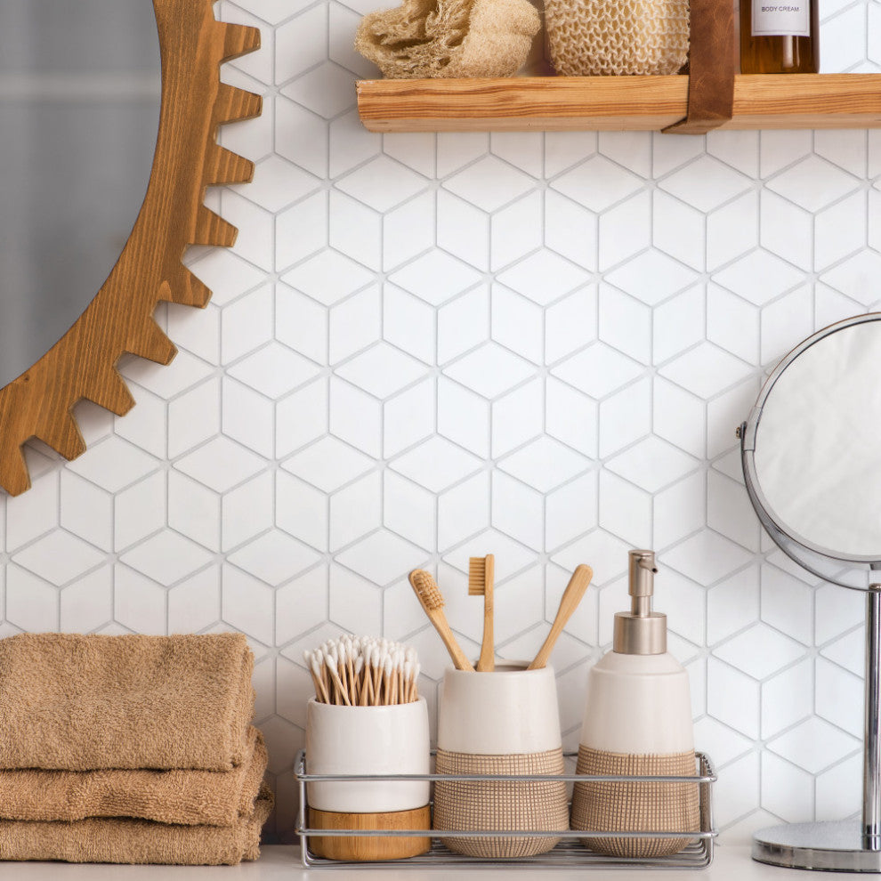 Hudson Rhombus Porcelain Mosaic Tile Sample