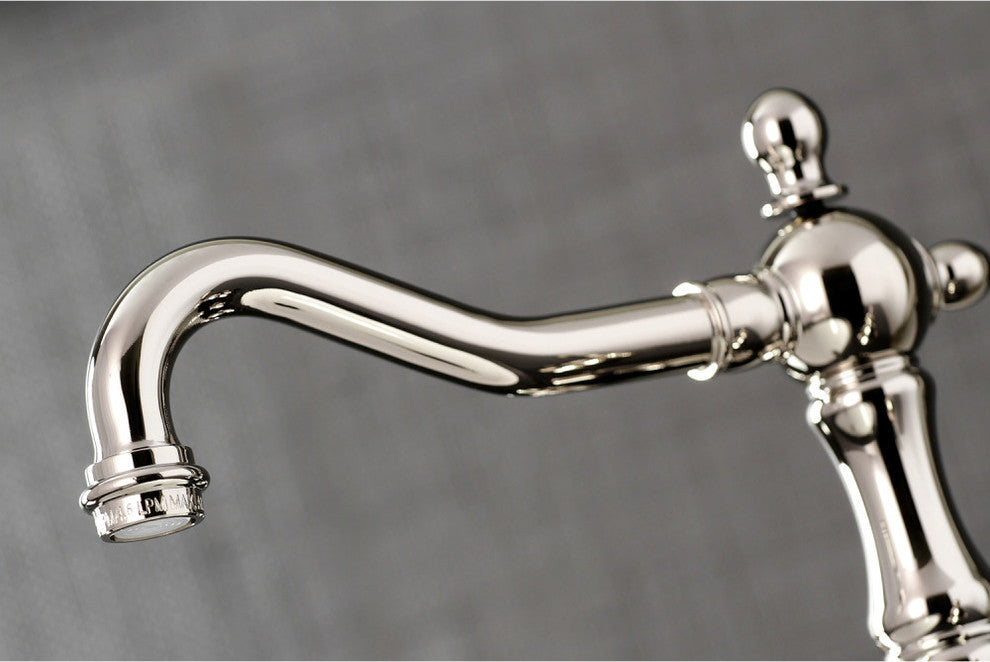Kingston Brass Widespread Bathroom Faucet With Brass Pop-Up, Polished Nickel