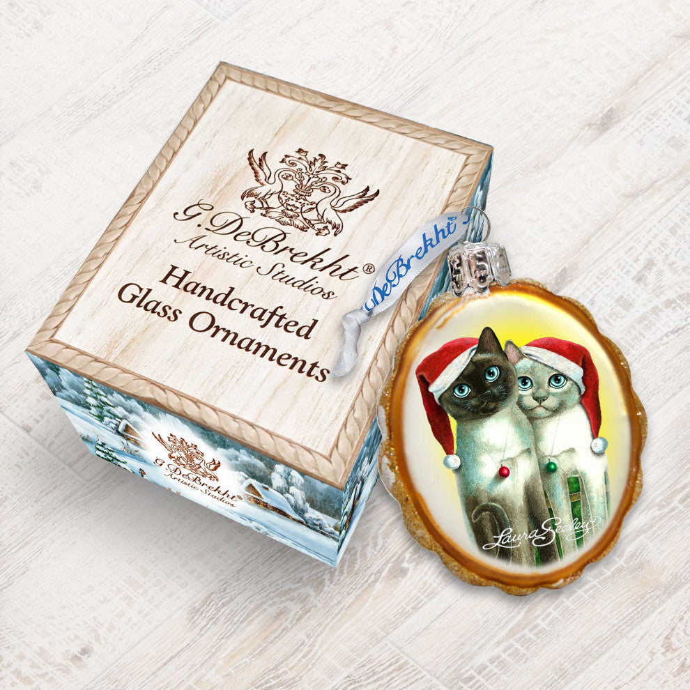 Angel Santa Cats Mercury Glass Ornament