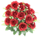 18 Stems Artificial Full Blooming Rose With Greenery Flower Bush, Beauty/Peach
