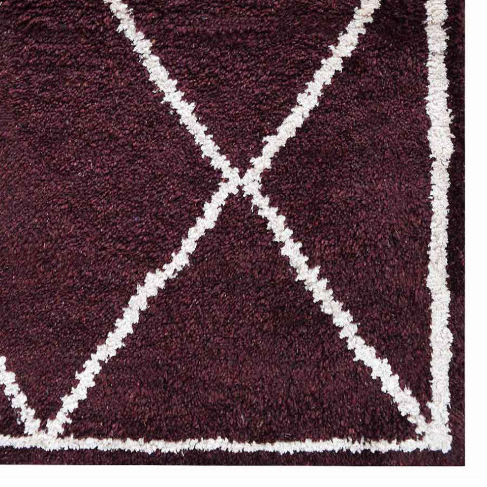 Hand Knotted Silk Area Rug Geometric Brown Beige