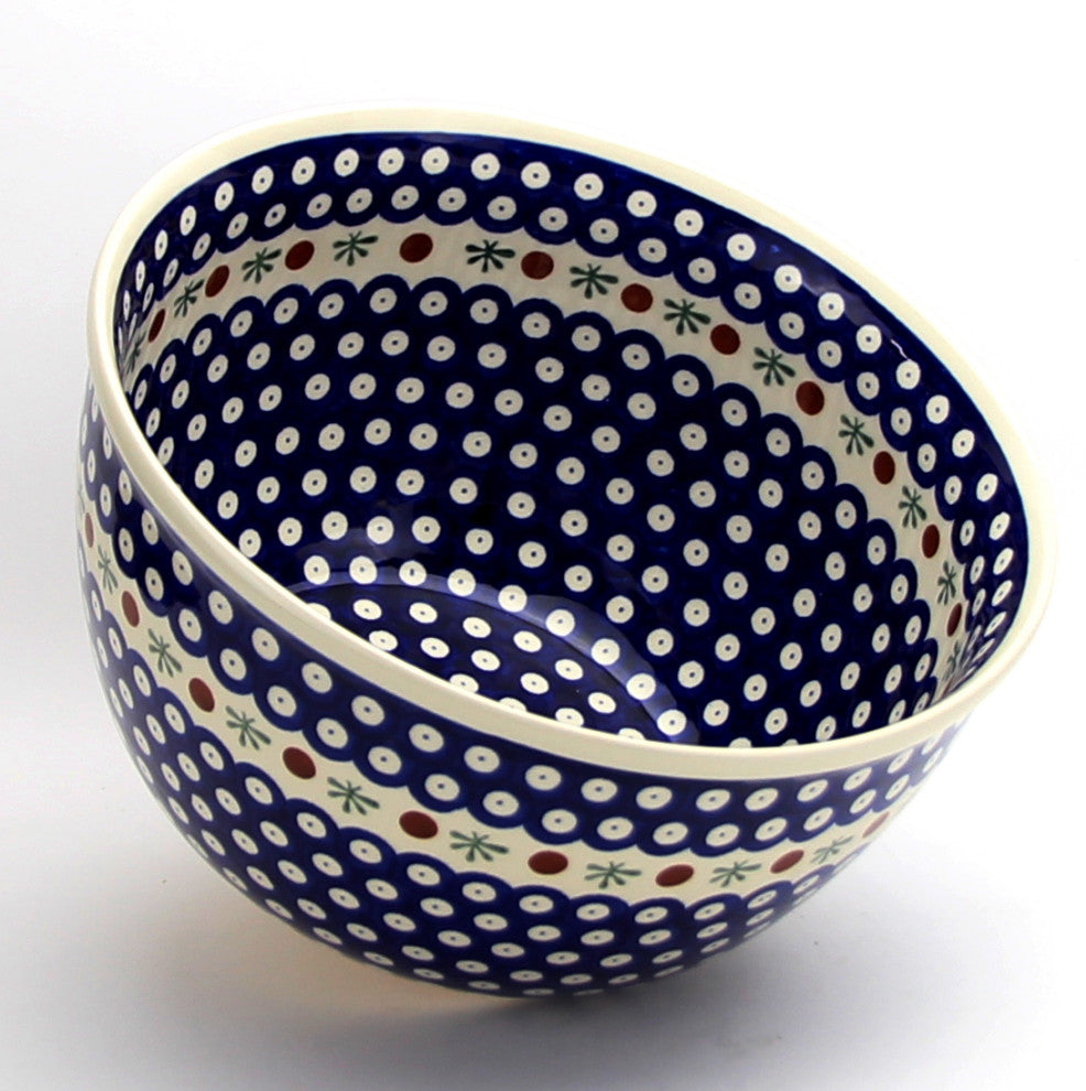 Polish Pottery Large Mixing Bowl 5 Qt.