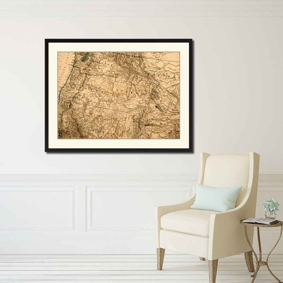 Us Pacific Northwest Vintage Antique Map Wall Art, 16"x21"