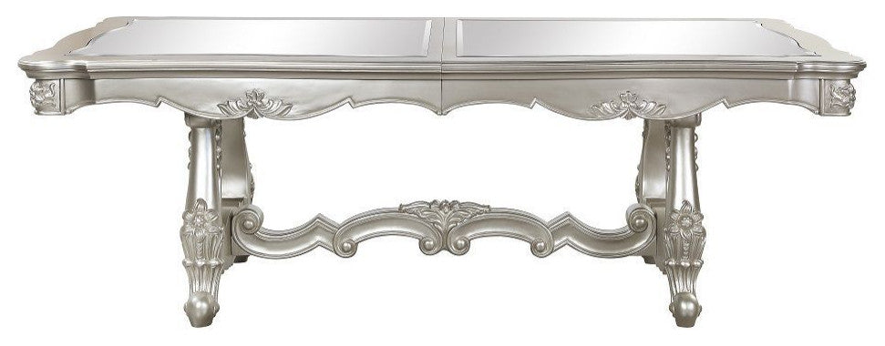 ACME Bently Dining Table WithDouble Pedestal, Champagne Finish