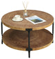 Farmhouse Round Coffee Table With Natural Wood Top and Metal Legs