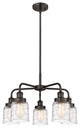 Bell-5 Light 23" Stem Chandelier-Oil Rubbed Bronze -Clear Deco Swirl Glass Shade