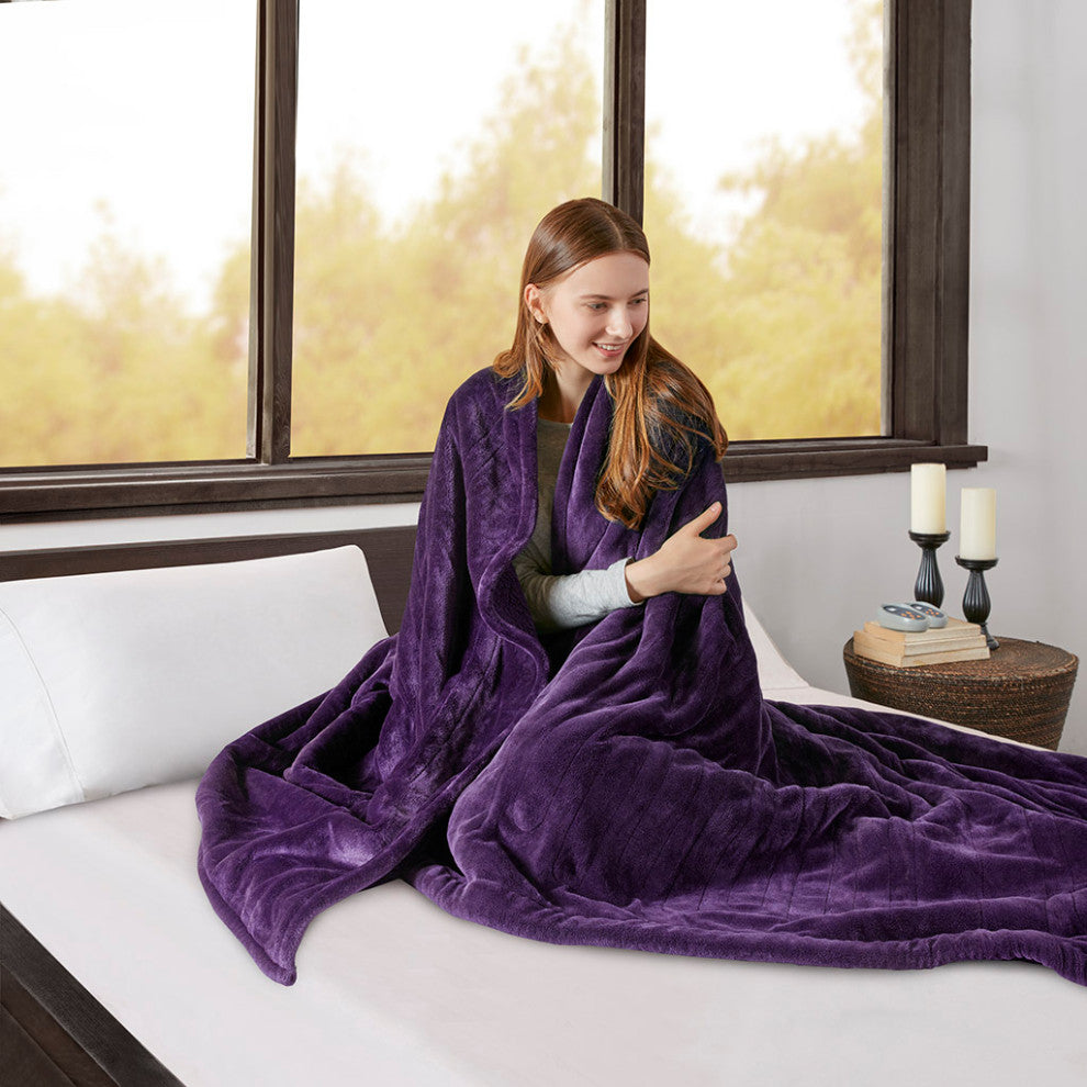 Beautyrest Heated Microlight to Berber Blanket, Purple