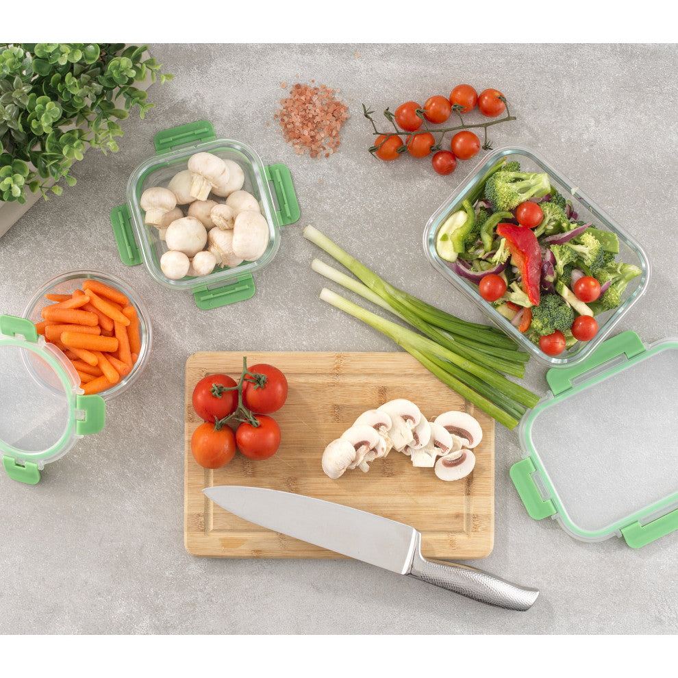 24 Piece Glass Storage Containers With Leakproof Lids Set Green