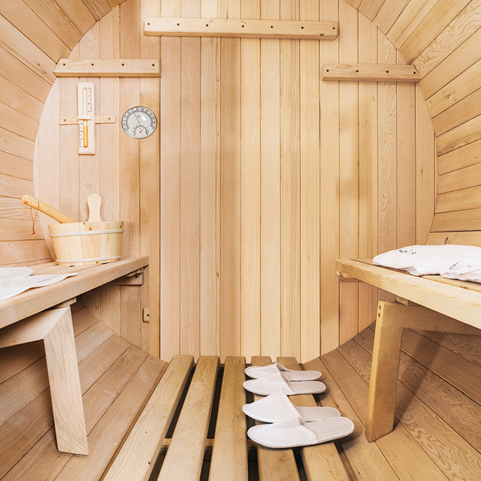 4-Person Patchwork Red Cedar Traditional Steam Sauna