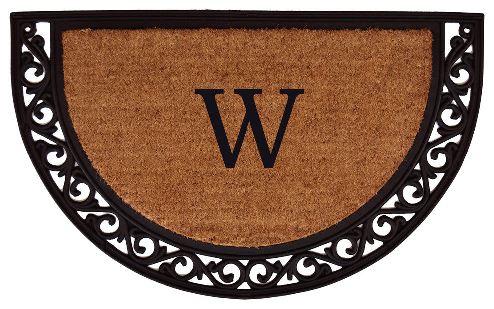 Ornate Scroll Monogram Doormat 2'x3', Letter W