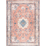Nuloom Eleanor Washable Distressed Medallion Rug, Light Rust 3' x 5'