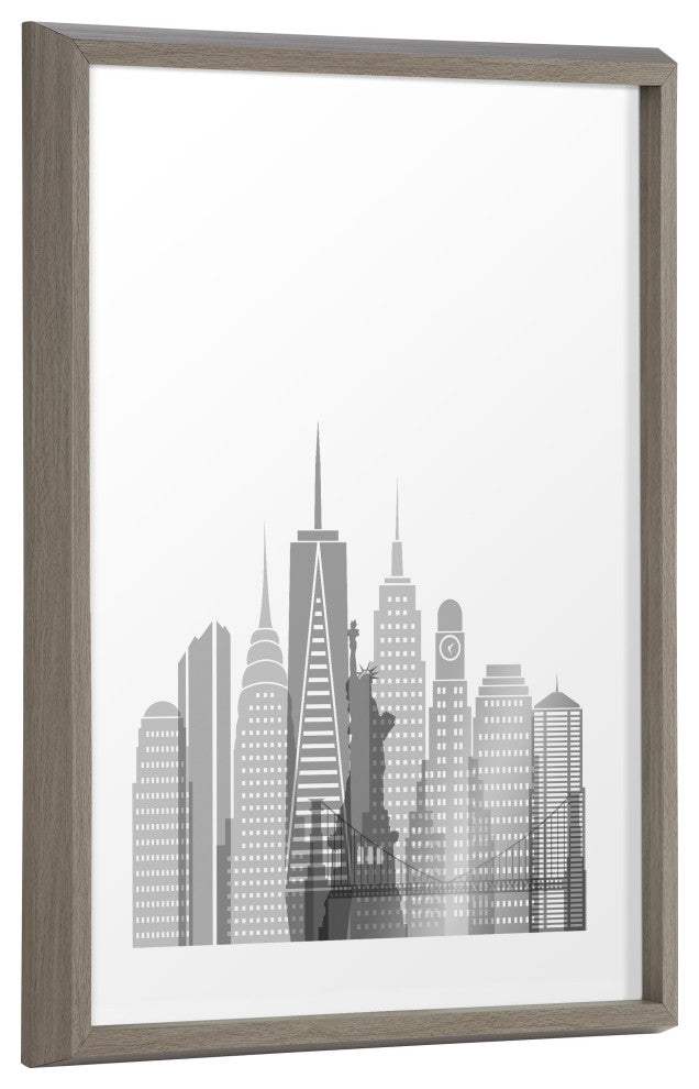 Blake New York Cityscape Framed Printed Glass by Jake Goossen, Gray 18x24