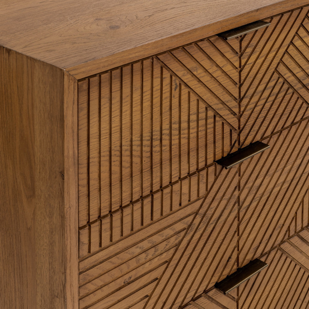 Santa Clara 6-Drawer Wood Dresser, Oak Golden