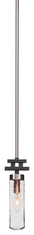 Salinda 1-Light Stem Mini Pendant, Matte Black & Brushed Nickel/Clear Bubble