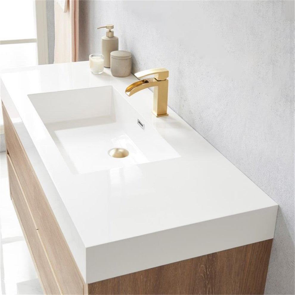 Palencia 48" Single Sink Wall-Mount Floating Wood Bathroom Vanity No Mirror