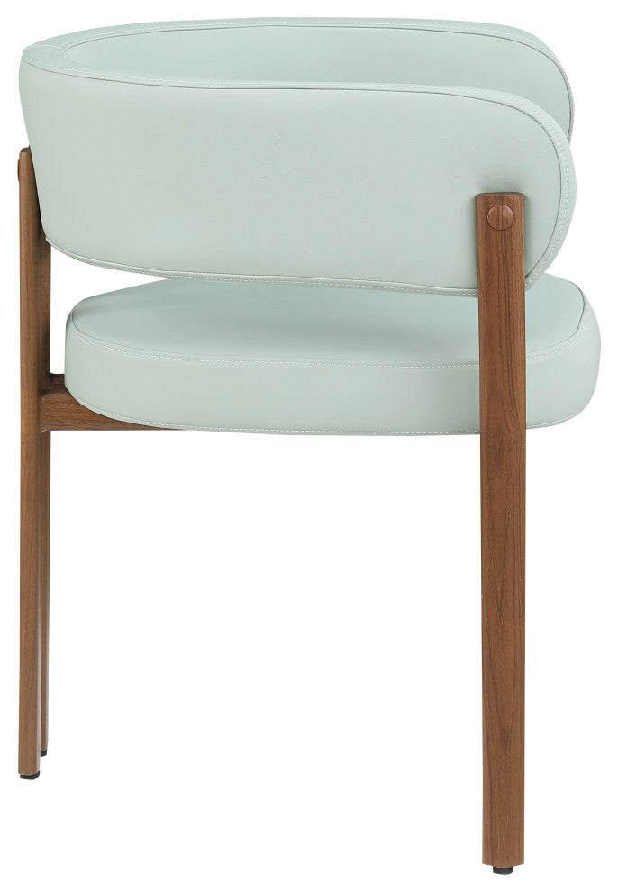 Gideon Black Faux Leather Dining Chair (Set of 2), Green, Walnut Finish