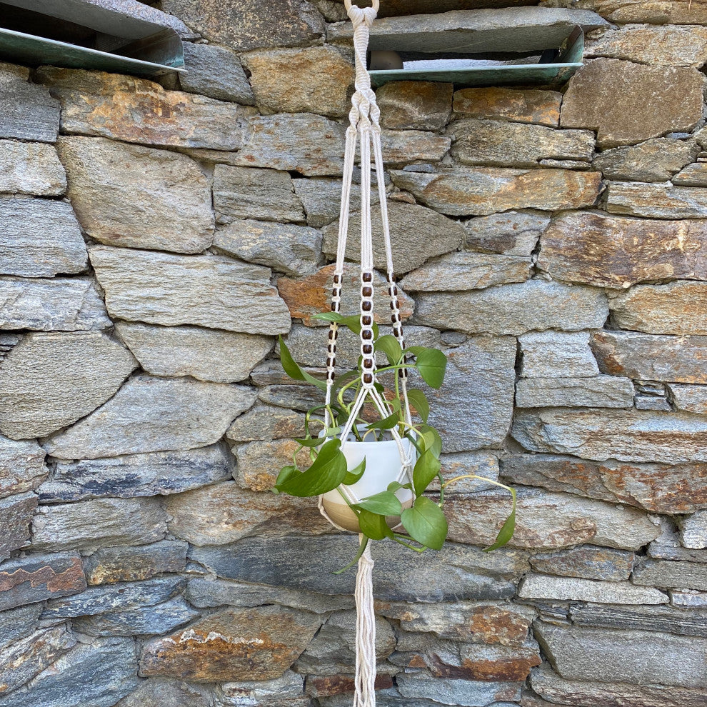 39" Tri-Beaded Macrame Plant Hanger