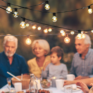 Brightech Ambience Pro - Globe, Waterproof LED Outdoor String Lights 24ft, Black