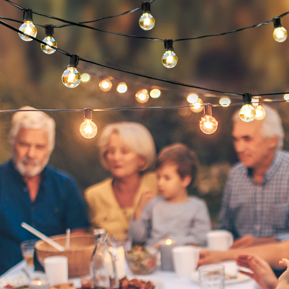 Brightech Ambience Pro - Globe, Waterproof LED Outdoor String Lights 24ft, Black