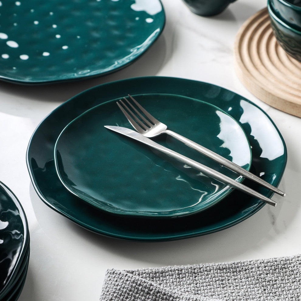 Stone Lain Ivy Porcelain 24 Piece Dinnerware Set, Green