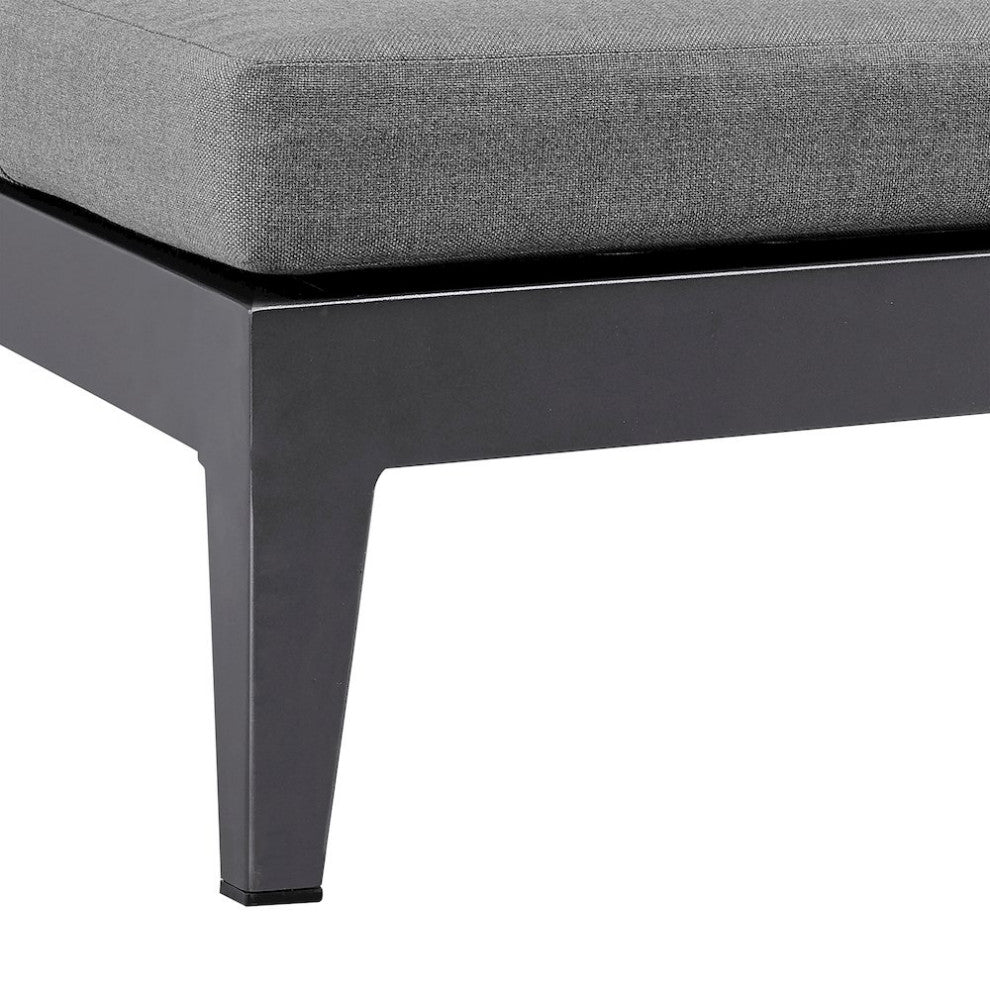 Outdoor Patio Adjustable Chaise Lounge Chair in Aluminum with Gray Cushions