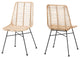 Rosalin Rattan and Metal Dining Chairs, Set of 2