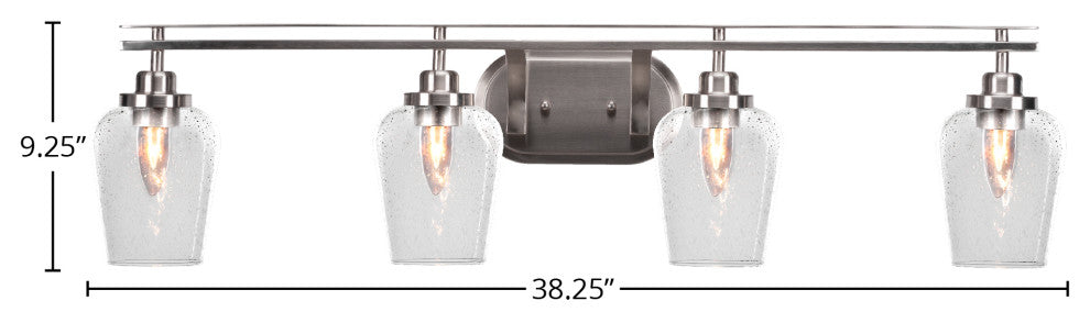 Odyssey 4 Light Bath Bar In Brushed Nickel Finish With 5" Clear Bubble Glass