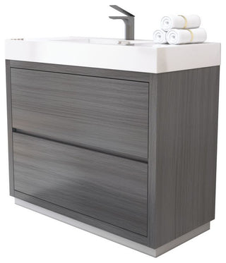 Bliss 40" Free Standing Bathroom Vanity, Vulcan Ash Gray