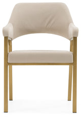 Modrest George Modern Beige Fabric + Antique Brass Dining Chair